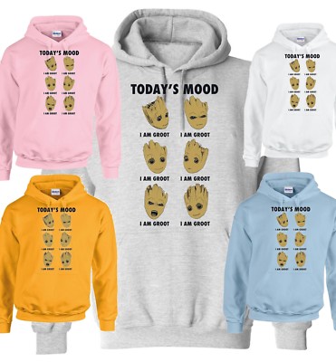 TODAY'S MOOD I AM GROOT  GALAXIES WARS COMICS TRENDY HOODIES 5 COLORS