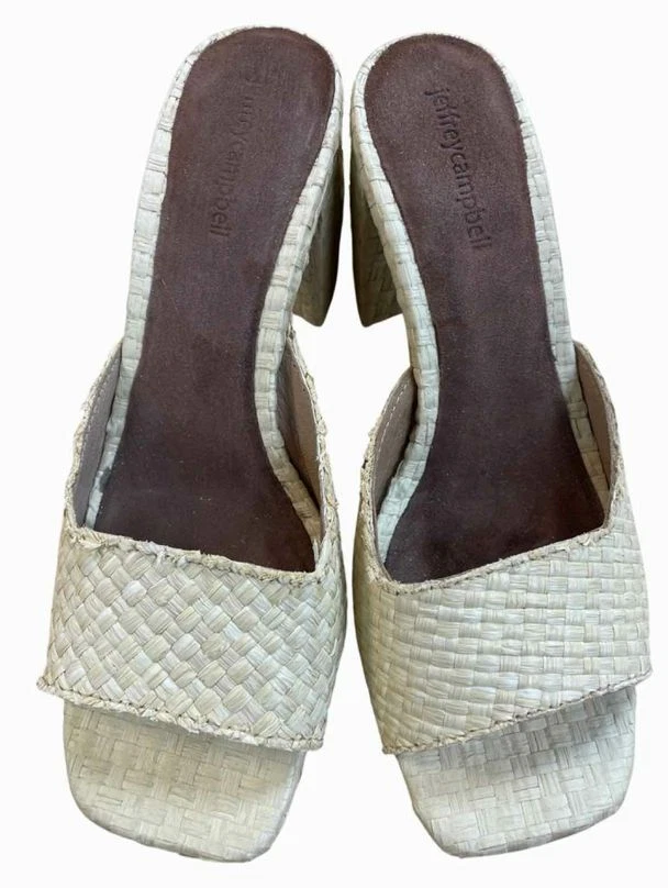 Mélange raffia slide hotsell sandal jeffrey campbell