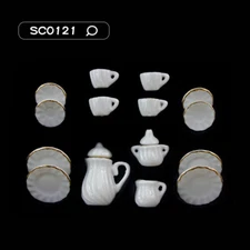 Dollhouse Miniature 1:12 Scale Pure White Tea Set Living Room Accessories