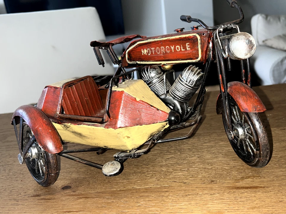 MODELLO MOTO SIDECAR METALLO VINTAGE - Immagine 3 di 4