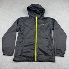 Columbia Jacket Youth Boys Medium 10/12 Black Windy Explorer Windbreaker Kids