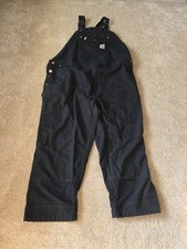 Carhartt Double Knee Black Bibs Size 52X30