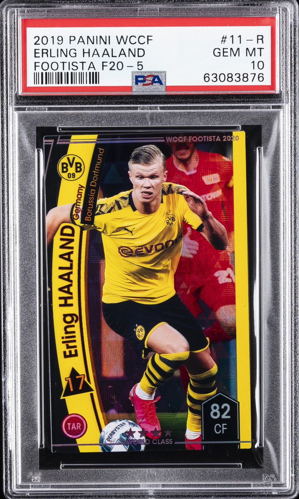 2019 PANINI WCCF FOOTISTA F20-5 #11-R ERLING HAALAND ROOKIE RC PSA 10 view 1