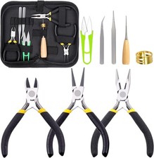 Glarks 8Pcs Jewelry Making Pliers Tools Kit includes Needle Nose Black