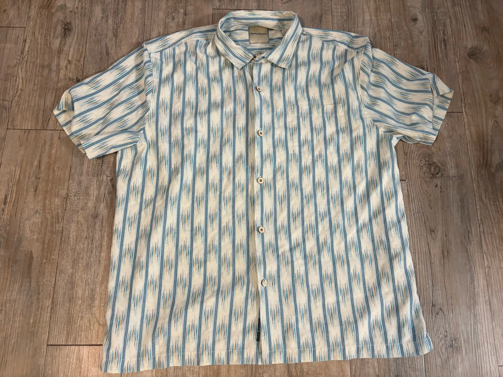 Tommy Bahama Silk Hawaiian Shirt XXL White With Stripes