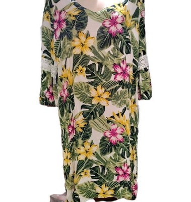 Tacera Tropical V Nech Dress Size Large 