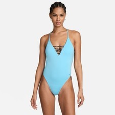 Image of NIKE SWIM SNEAKERINI 2.0 CROSS BACK ONE PIECE BLUE SWIMSUIT LARGE