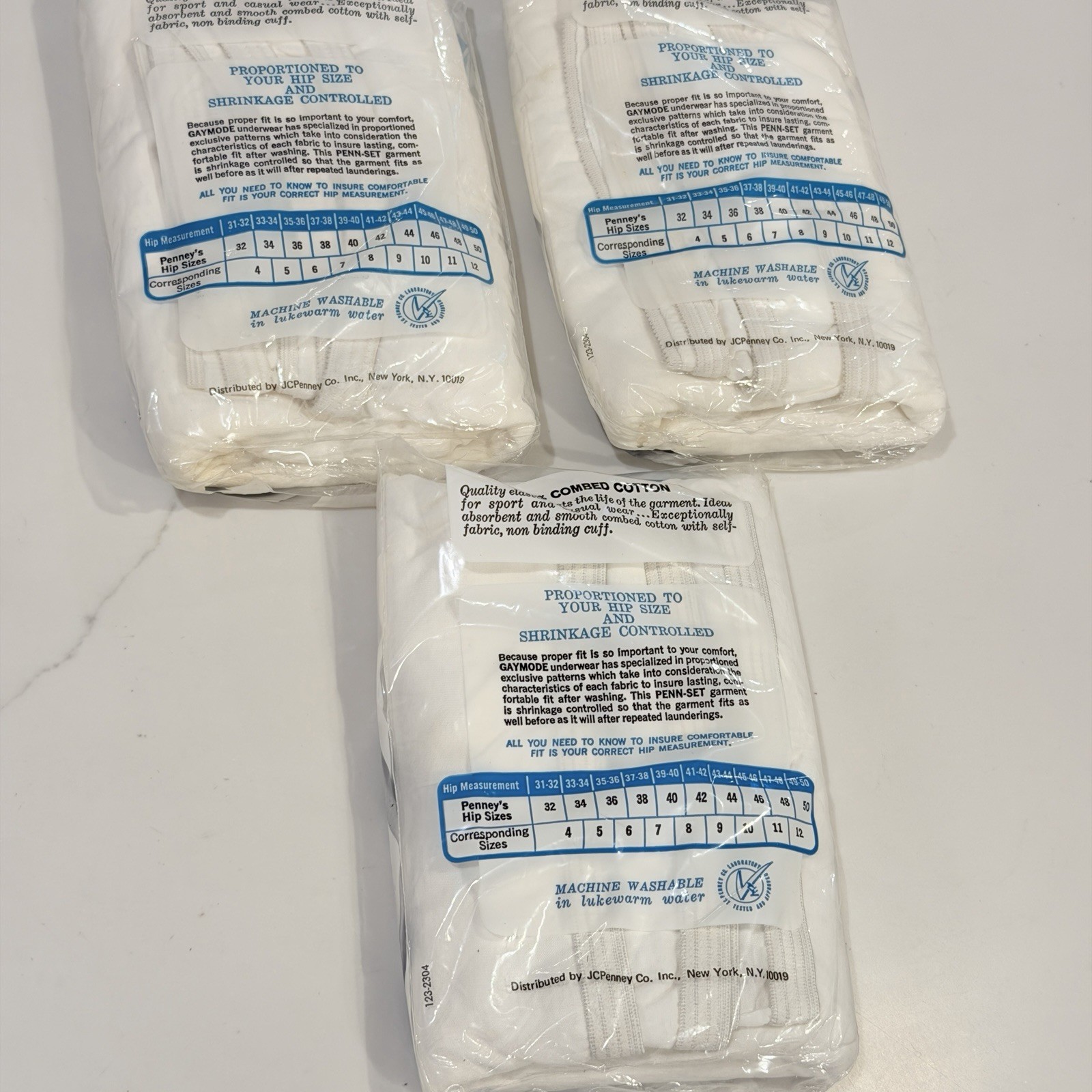 3 Packs 9 Pairs White NIP JCPenney Gaymode Women's Band Leg Briefs Panties 40