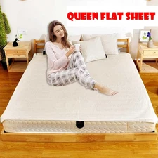 Grounding Flat Sheet Queen Size 60" X 80" Cream - Silver Fiber Natural Cotton