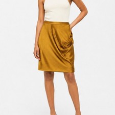 J.CREW Collection Silk Gold Rouche Skirt Size 10