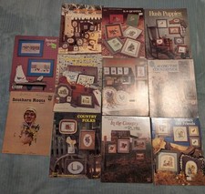 Vtg Lot of 11 Counted Cross Stitch Patterns Booklets Leaflets Animals Country