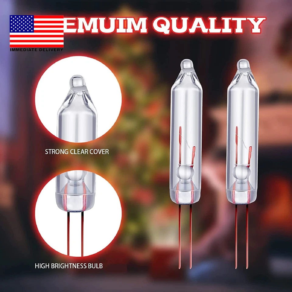 100 Pcs Mini Christmas 2.5 Volt Replacement Light Bulbs for Christmas Trees Deco - Image 3 of 4