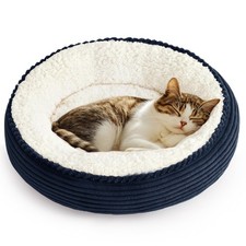 Round Donut Cat and Dog Cushion Bed, 20in Pet Bed for Cats or Small Dogs, Ant...