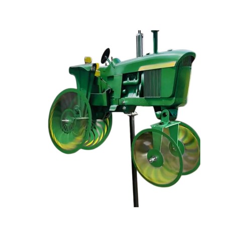 Rotierender grüner Traktor Windmühle Gartenpfahl rustikal Hof Rasen Outdoor Kunst Deko - Bild 5 von 6