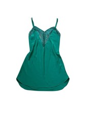 Vintage Victoria  s Secret 90s Emerald Green Satin Lace Slip Dress Coquette Small