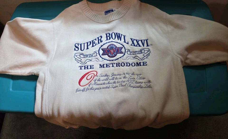 Beautiful Vintage 1992 Bills vs Skins Nutmeg  SUPER BOWL 26 XXVI  Sweatshirt - Image 4 of 4