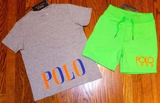POLO RALPH LAUREN AUTHENTIC TODDLERS BOYS ORIGINAL NEW 2Pc SHORTS SET Sz 5, NWT