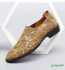Men's Floral Print Pointed Toe Loafers Slip on Comfort Formal Club Shoes Outdoor