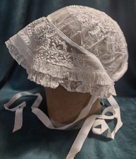 Coiffe ancienne tulle brodé et dentelle