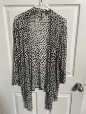New Womens Chico's Leopard Cheetah Print Jacket Shirt Top Blouse Size 3 14-16