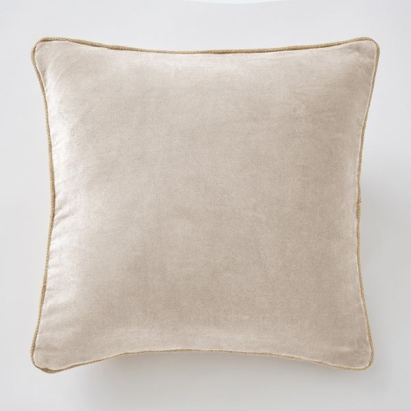 Coussin 45x45 cm en velours de coton naturel | Carré - 3