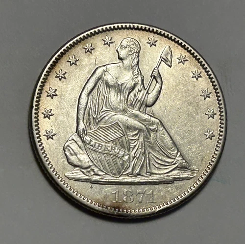 1871 SEATED LIBERTY HALF DOLLAR AU-BU