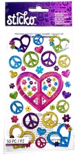 Epoxy Heart Peace Signs Sticko Stickers Scrapbooking Card Embellishment Journal
