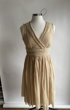 Banana Republic Champagne Sleeveless V-Neck Chiffon Dress - Size 10
