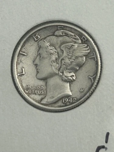 KEY AU++/UNC 1942/1 - P Mercury Dime, Lightly toned with luster.