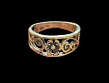 Vintage Sterling Silver Sunflower Band Ring Size 6.5 Swirled Open Work