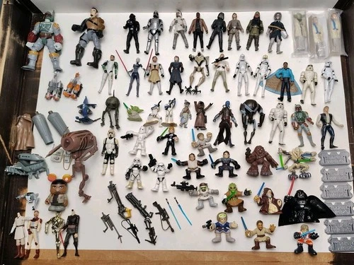 STAR WARS 50+ Figures HUGE LOT Hasbro  Kenner + Accessories See Pics 1983-2010