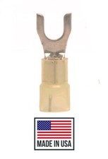 50 12-10 10 YELLOW NYLON FORK SPADE TERMINAL ELECTRICAL CONNECTOR MADE IN USA