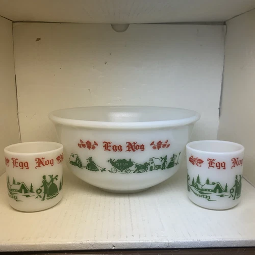 Hazel Atlas Tom and Jerry Egg Nog Bowl and 2 Cup Set