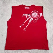 Vintage AND1 Basketball Shirt Mens Size Medium Red Sleeveless Faded Graphic