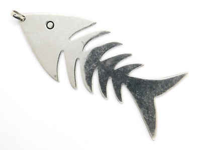 Mexiko 925 Sterling Silber Toter Fischgräten Skelett Großer Anhänger