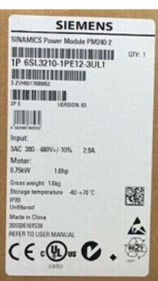 6SL3 210-1PE12-3UL1 NEW SIEMENS 6SL3210-1PE12-3UL1 SINAMICS PM240-2 Power Module