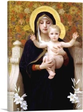ARTCANVAS The Virgin of the Lilies Canvas Print by William-Adolphe Bouguereau