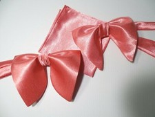 Handmade Mens Satin Bow Tie Handkerchief Pink Rose Wedding Prom Gift 4 Him