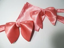 Handmade Mens Satin Bow Tie Handkerchief Pink Rose Wedding Prom Gift 4 Him