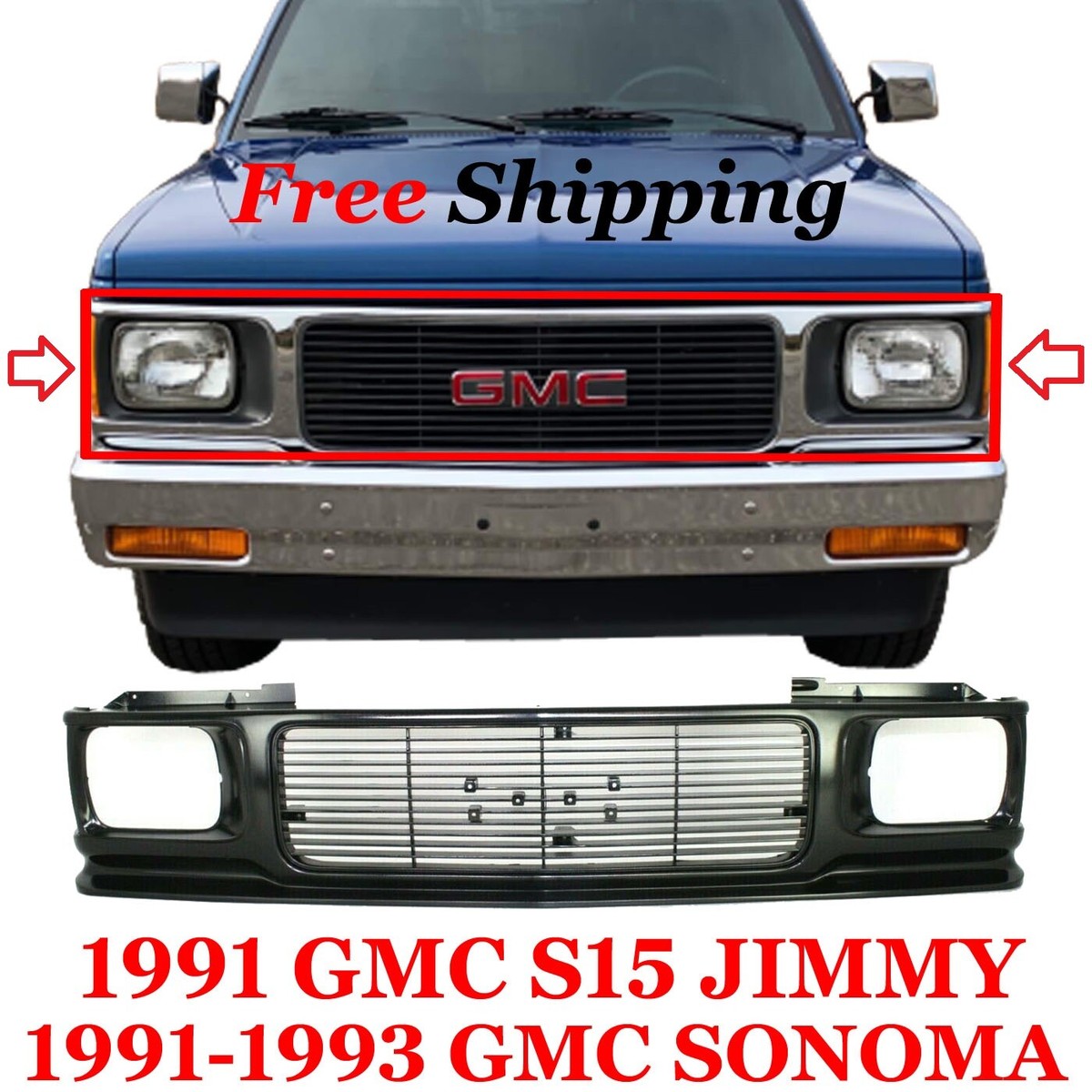 For 1991 1992 1993 New Grille GMC Sonoma 1992-1994 Jimmy Textured