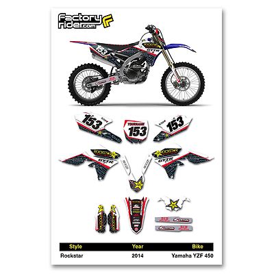 2014 - 2017 YAMAHA YZF 450 Team Rockstar Motocross Dirt Bike Graphics kit Decal
