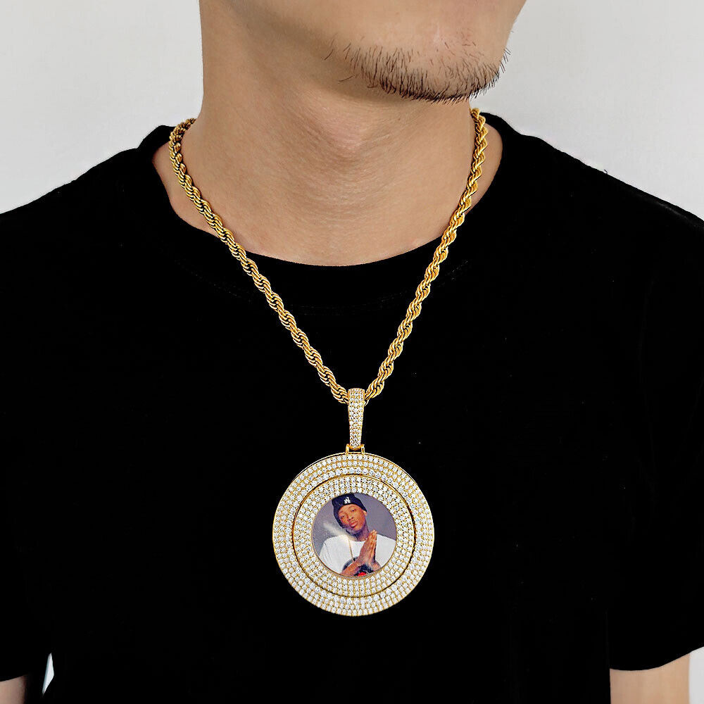 Hip Hop Customize Photo Pendant Necklace Zircon Memorial Hip Hop Customize Photo Pendant Necklace Zircon Memorial