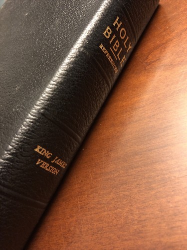 HOLY BIBLE - KJV - Black Genuine Leather, Red Letter, WORLD - Foto 2 di 15