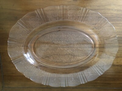 30s Macbeth Evans AMERICAN SWEETHEART PINK DEPRESSION GLASS Oval SERVING PLATTER