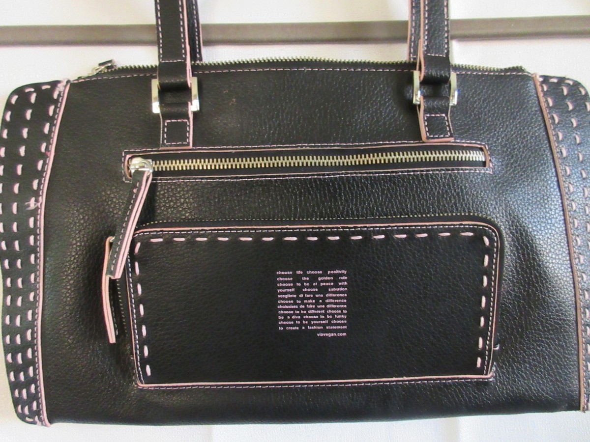 ⑥ visyay paranoia :) purse BAG Viavegan Faux Leather Organizer Purse Handbag Black Pink Zip