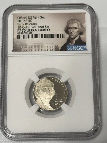 2019-S 5C JEFFERSON Nickel From Clad Proof Set NGC PF70 Ultra Cameo Early Releas