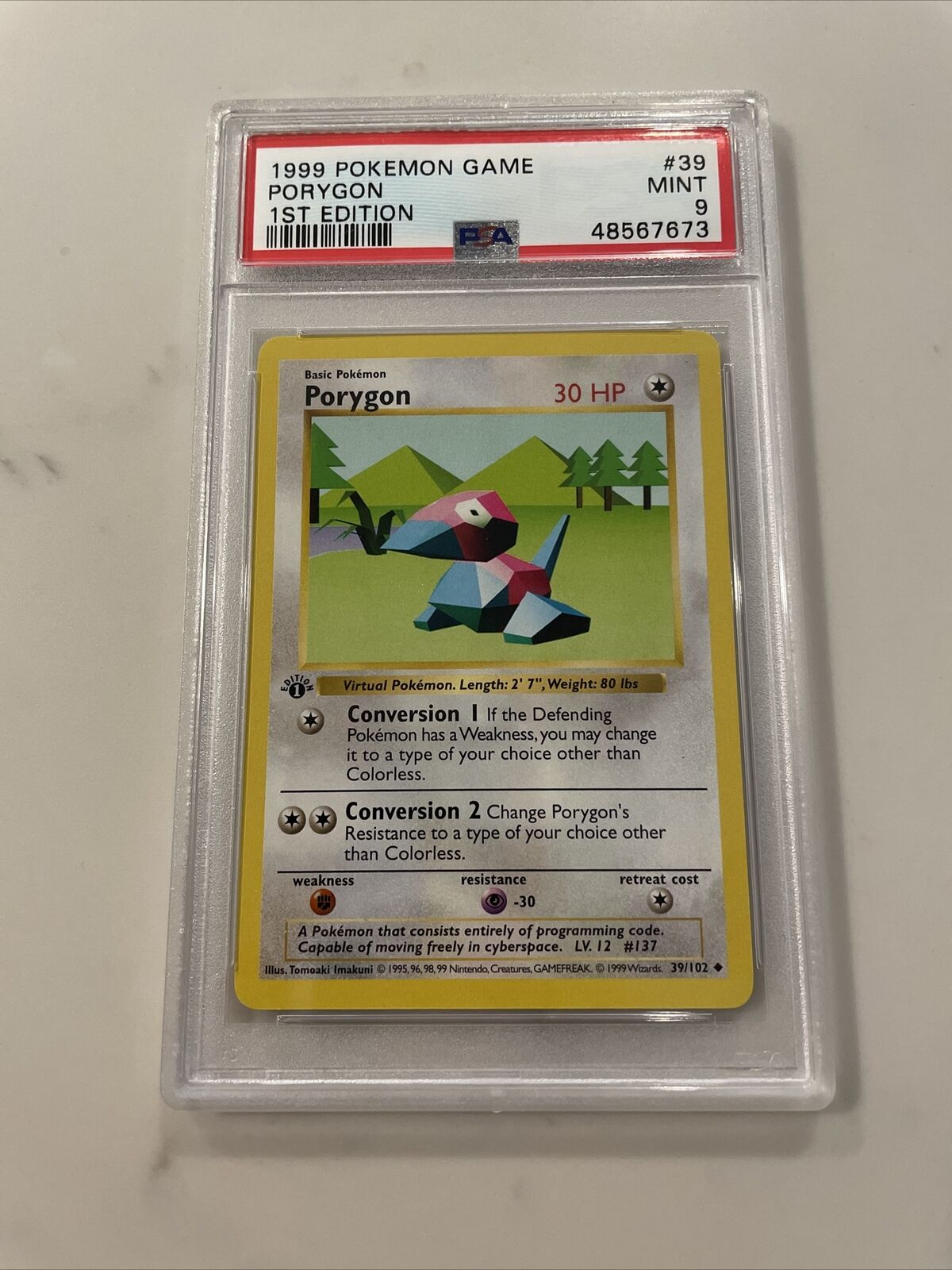 PSA 7 - Pokemon Card - Base 39/102 - PORYGON (uncommon