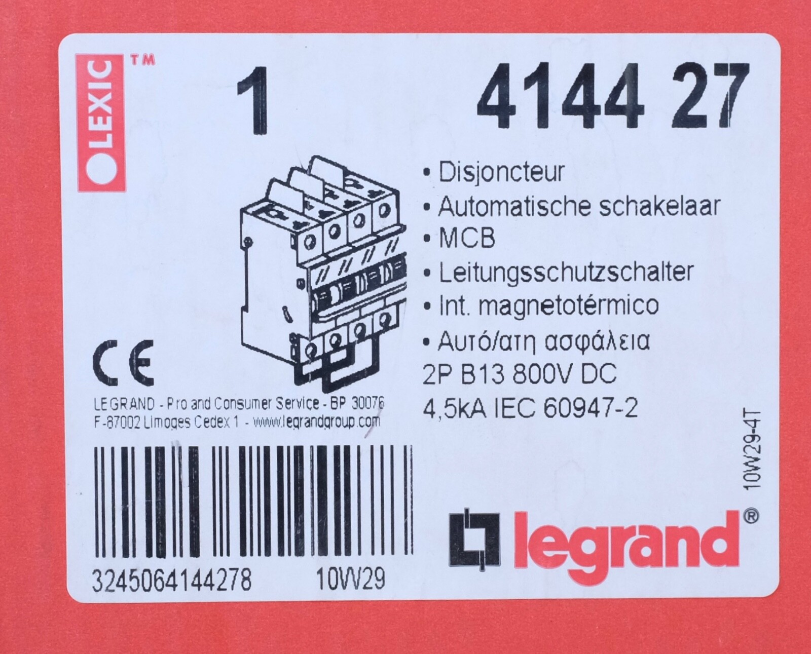 Disjoncteur courant continu Legrand 414427 DX³ à coupure haute tension 800V