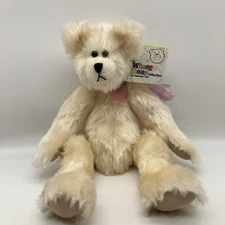 Sally Winey Bear Collection Ivory Mohair "Nettie" Jointed Bear Bow Plush, 13.5" 