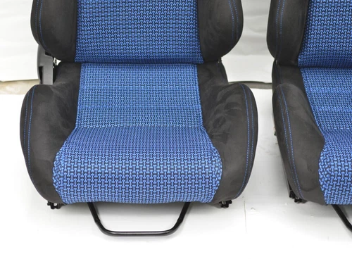 All out fab DC2 EK9 SR3 style reclinable seats BLK Blue 2pcs sliders Brand new